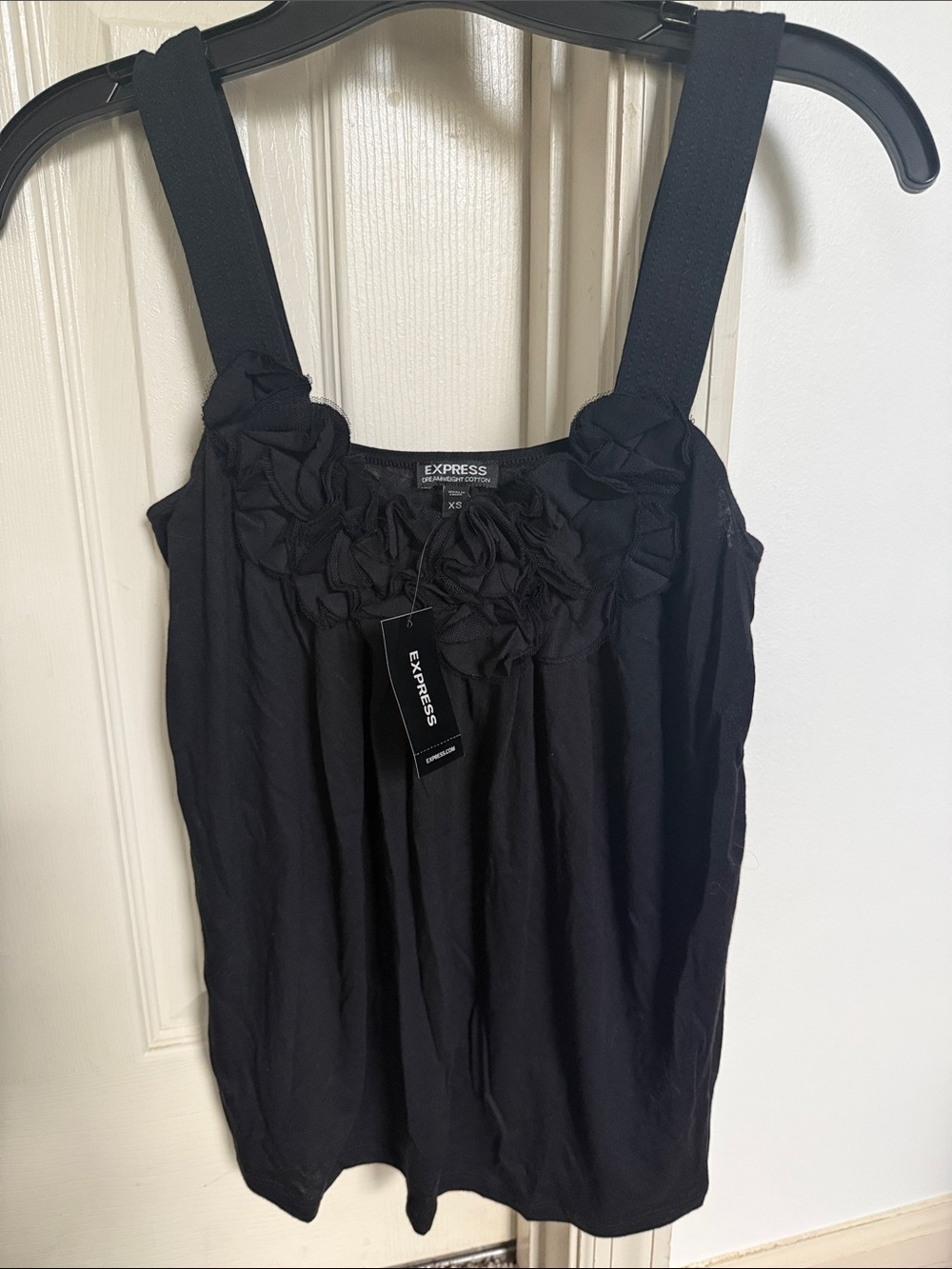 Express Black Floral Rosette Tank Top